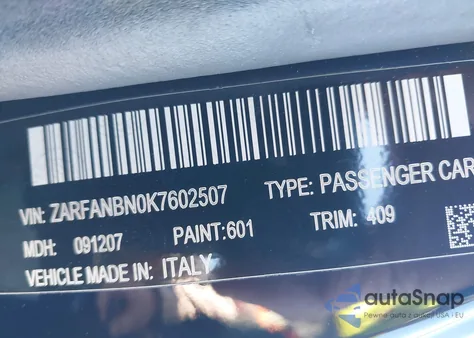 2019 Alfa Romeo Giulia Ti Awd from USA, damaged, VIN ZARFANBN0K7602507